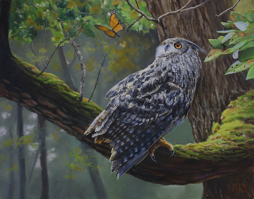 Eurasian Eagle Owl 16x20 $1900 at Hunter Wolff Gallery